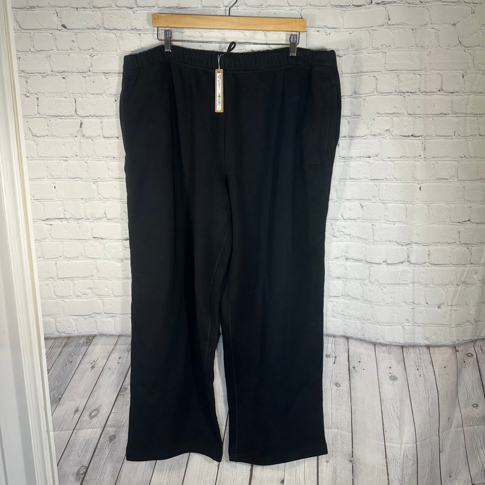 NEW Skims Cotton Fleece Classic Straight Leg Pant Onyx Black 3X ST-PNT-8385W NWT
